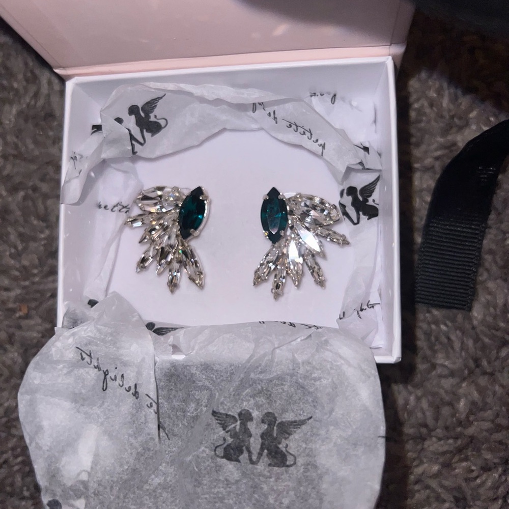 Elegant Silver and Green Crystal Earrings